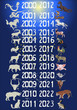 set new year symbols on blue set new year symbols on blue
