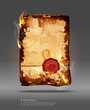 burning parchment with wax seal