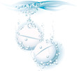 two soluble pills in water