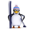 3d Penguin the famous skier