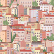 Seamless pattern with urban scene