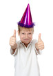 The boy in a cap isolated on white background