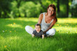 Photo: Mother and daughter on the green grass Mother and daughter on the green grass