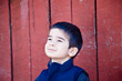 Little Boy Joyfully Gazing Up at the Sky