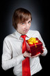 Photo: Teenager with present Teenager with present