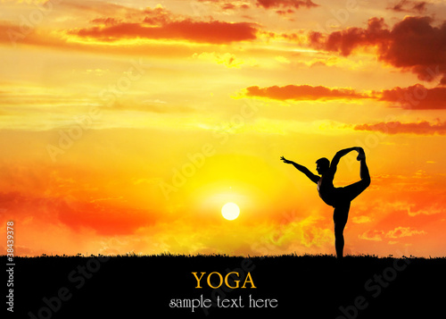 Photo: Yoga silhouette Natarajasana dancer pose Yoga silhouette Natarajasana dancer pose