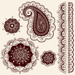 Henna Tattoo Paisley Flower Doodles Vector