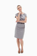 Thoughtful woman posing in dress