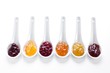 Fruit jams in china spoons