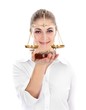 Woman holding scale