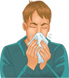 Vektor: Sneezing Man Sneezing Man