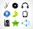 abstract glossy music icon set