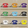 Color set of retro phones