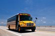 school bus traveling on florida overseas highway from low angle