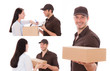 frau paket post postmann