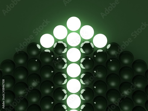 Illustration: arrow of shining leader balls in the dark arrow of shining leader balls in the dark