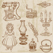Set of Various Vintage Doodle Elements - hand drawn in vector