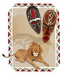 Vecteur : African Lion and Masks African Lion and Masks