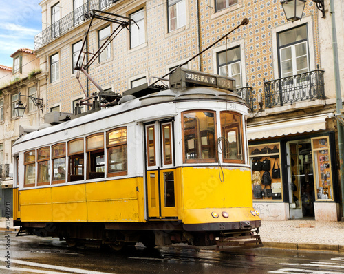 Photo: classic yellow tram of Lisbon, Portugal classic yellow tram of Lisbon, Portugal