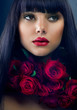 Beautiful Fashion Girl with Roses
