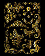 Floral Ornament Set of Vintage Golden Decoration Elements