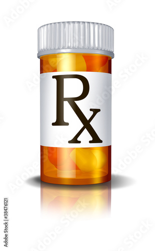 Illustration: RX Prescription Drugs Pill Bottle RX Prescription Drugs Pill Bottle