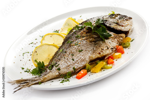 Photo: Fish dish - roasted fish and vegetables Fish dish - roasted fish and vegetables