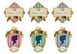 Set of six pastel vintage labels