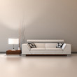 White couch with lamp