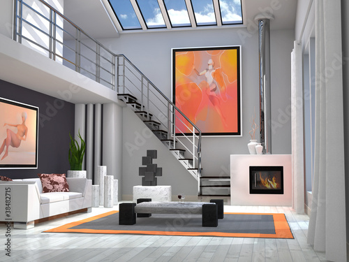 Illustration: Artist apartment with chimney Artist apartment with chimney