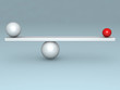 balance concept with two red and white balls on scales