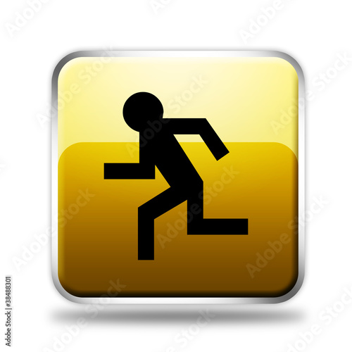 Illustration: Yellow Running Glossy Icon Yellow Running Glossy Icon