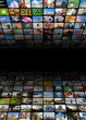 Abstract multimedia background made by different images.