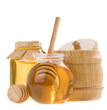 glass pot of honey and stick glass pot of honey and stick