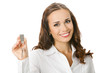 Businesswoman or real estate agent with keys