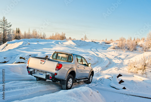 Photo: car on winter road car on winter road