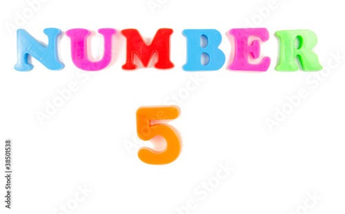 Photo: number five on white background number five on white background