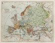 Vintage map of Europe at the end of 19th century