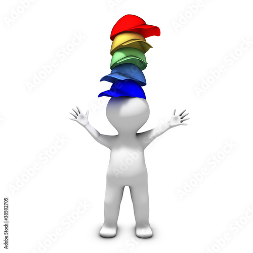 Illustration: The person wearing many hats has a lot of responsibilities The person wearing many hats has a lot of responsibilities