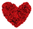 Heart Shaped Bouquet of Roses Over White Background