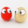 Illustration: funny eggs as a cartoon 3d characters isolated over white funny eggs as a cartoon 3d characters isolated over white