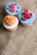 Colorfull cup cake with empty space for text