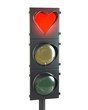 Illustration: Traffic light with heart shaped red lamp Traffic light with heart shaped red lamp