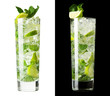 Mojito cocktail isolation on a white and black Mojito cocktail isolation on a white and black