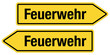 2 Pfeilschilder gelb FEUERWEHR