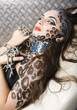 woman with leopard make up
