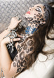 woman with leopard make up