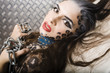 woman with leopard make up