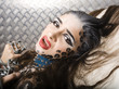 woman with leopard make up