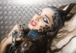 woman with leopard make up